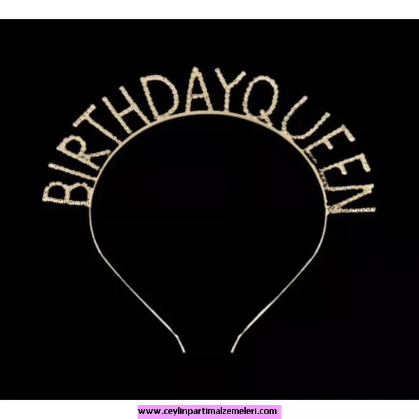 Taşlı Bırthday Queen Gold Taç